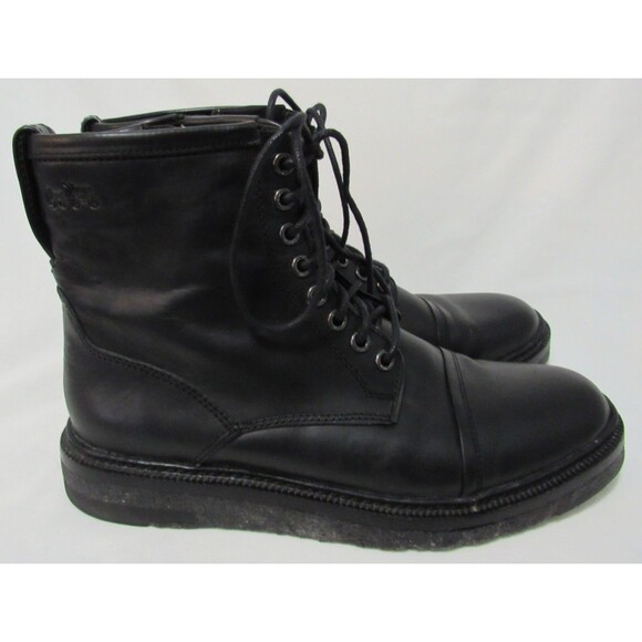 Coach Black Leather Men's Henry Side Zip Boots Size 8.5 D EUC - Picture 1 of 11